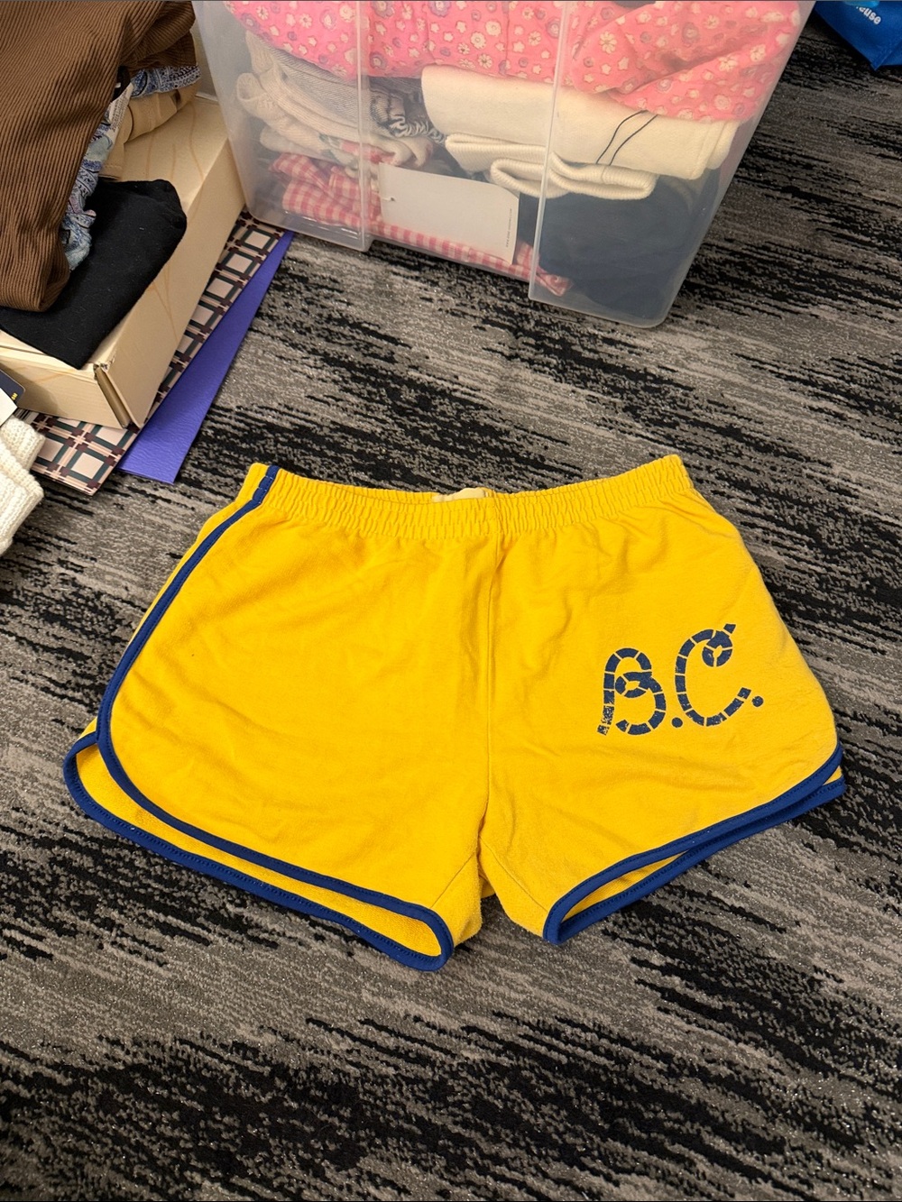 Bobo Choses Yellow Athletic Shorts with Blue Trim